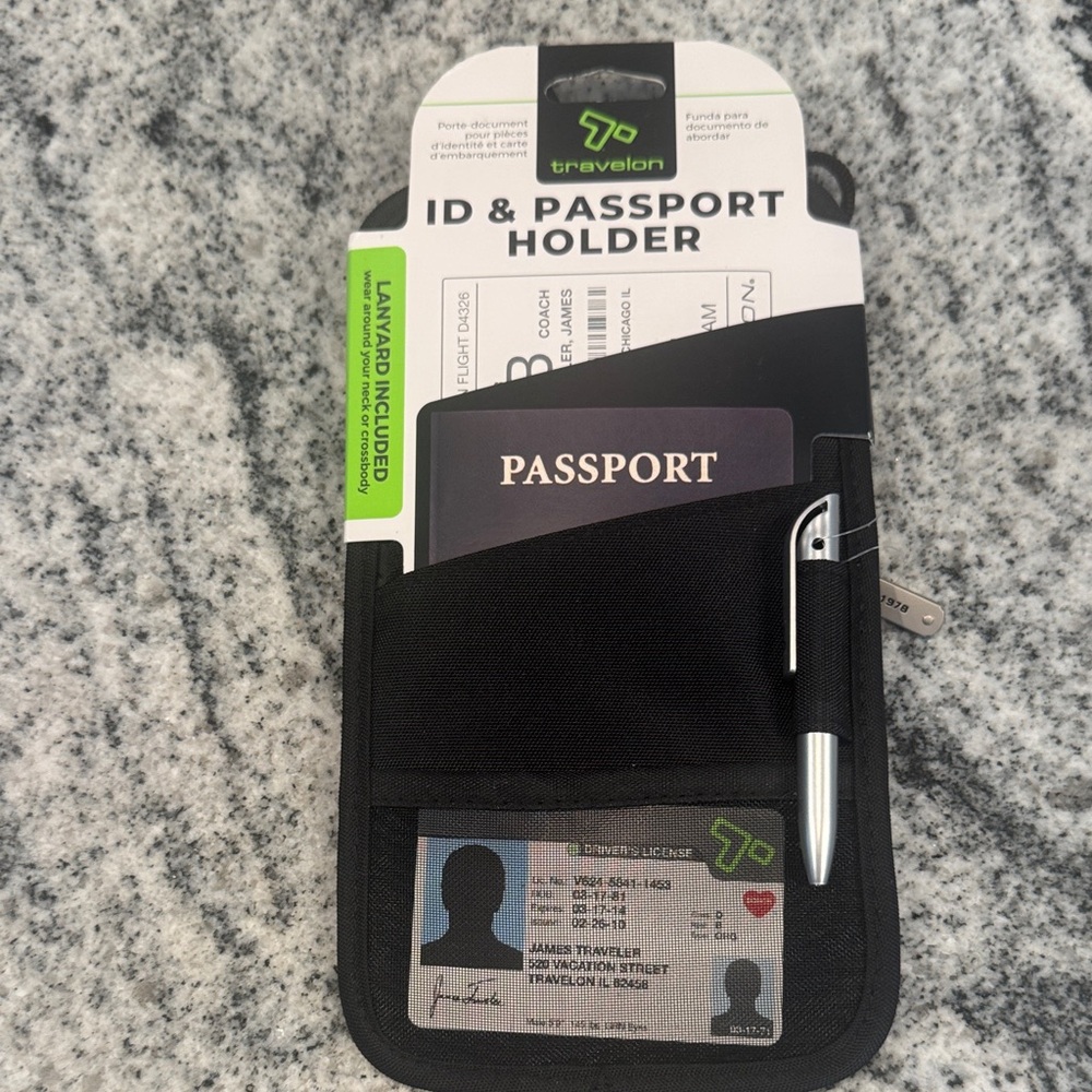 Travelon Black ID & Passport Organizer with Pen Holder